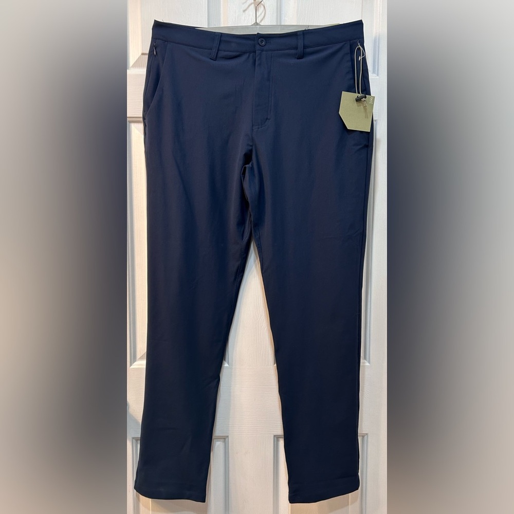 NEW SKYR Tricot Dynasty Slim Fit Performance Pants Mens 34x32 Navy‎ Zip Pockets